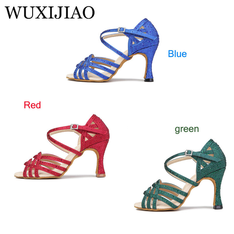 Chaussures de danse pour filles, avec strass, couleur bleue, pour salle de bal et de mariage, nouvelle collection 2022
