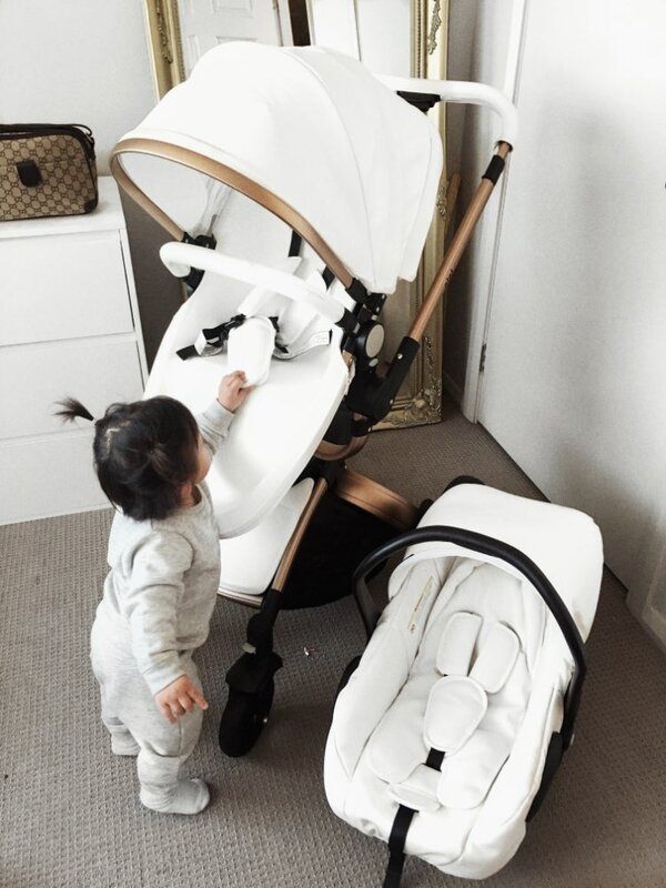 Baby Stroller — Voiturettes pour nouveau-né avec siège auto de sécurité, poussette Babyfond 3 en 1, poussette de paysage haute, chariot de 360 degrés, poussette PU EU