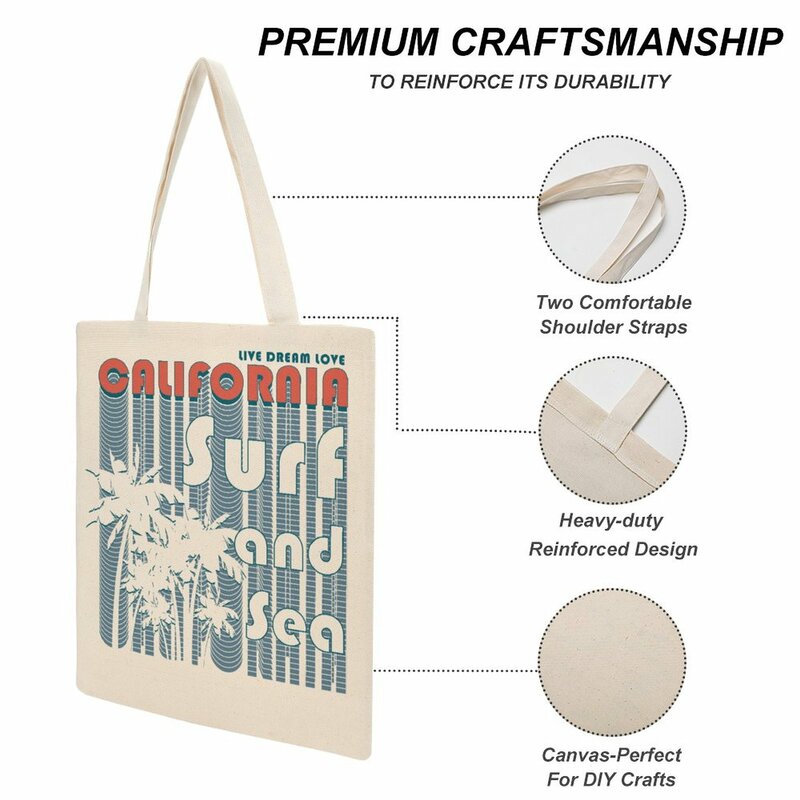 Bolso de compras reutilizable de lona para mujer, bolsa de hombro con estampado gráfico Vintage, duradero, para playa, ecológico