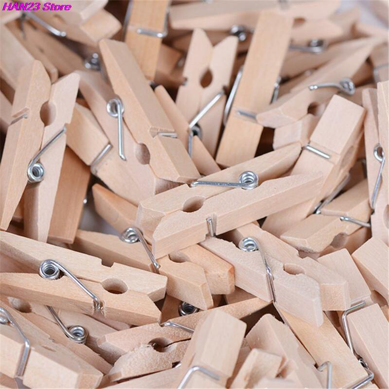 50 PCS Sehr Kleine Mine Größe 25mm Mini Natürliche Holz Clips Für Foto Clips Wäscheklammer Handwerk Dekoration Clips Pegs
