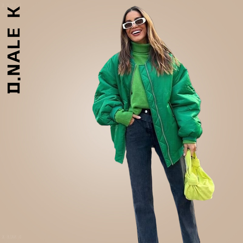 D. nale k 2022 loose bomber jacket novas roupas femininas cor sólida moda bolso decoração jaqueta commuter algodão