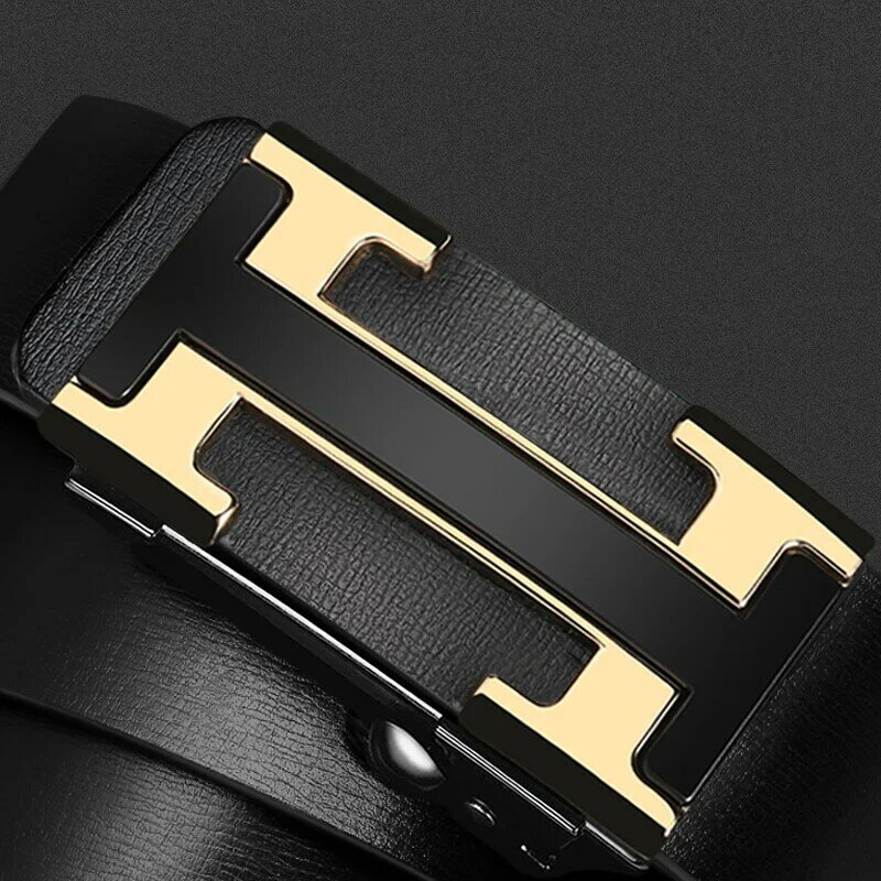2023 Casual Famous Width 3.4cm Brand Belt Men Top Quality Genuine Leather Belts for Men Luxury Strap Male Metal Automatic Buckle