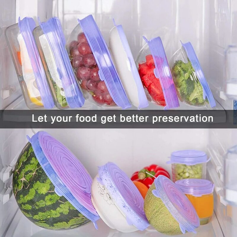 Tapas elásticas de silicona reutilizables, cubiertas herméticas para envolver alimentos, mantener el bol sellado fresco, utensilios de cocina