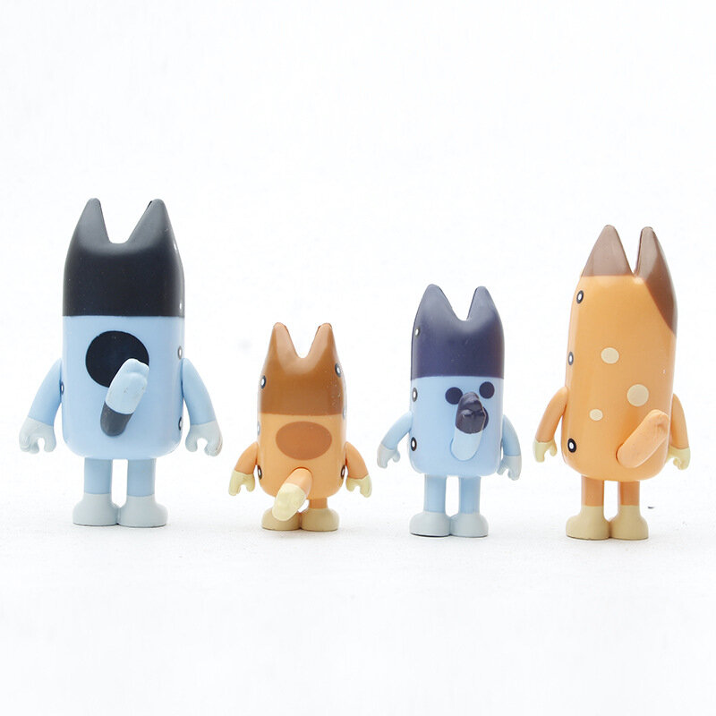 Figurine articulée Bluey, en PVC, pour toute la famille, jouets de dessin animé Bluey Friends, poupée de collection, cadeaux de noël pour enfants, 12 pièces/ensemble