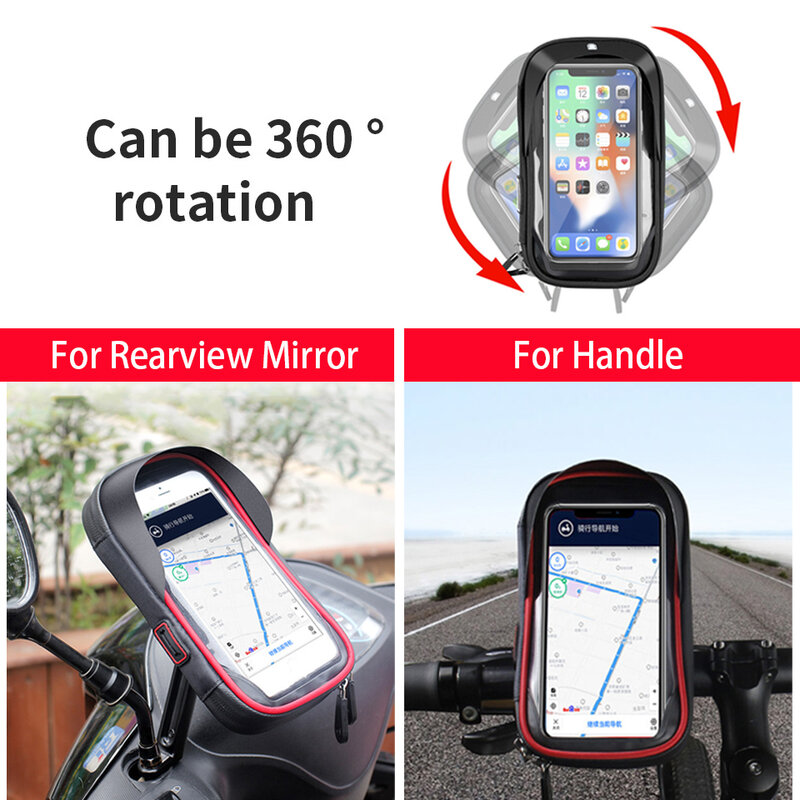 Motocicleta titular do telefone celular à prova dwaterproof água suporte do telefone da bicicleta montagem guiador espelho retrovisor 6.8 polegadas