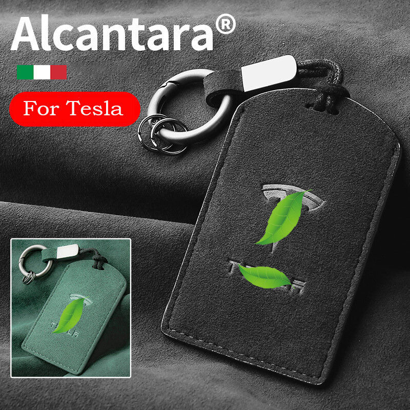 Кожаный чехол для ключей Tesla Model 3 Y, защитный чехол для ключа ручной работы из алькантары, чехол для карт, аксессуары для сумки, автомобильный ...