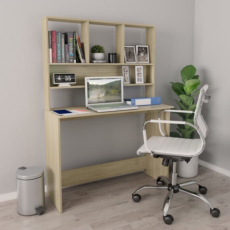 Desk with Shelves Sonoma Oak 43.3"x17.7"x61.8" Chipboard