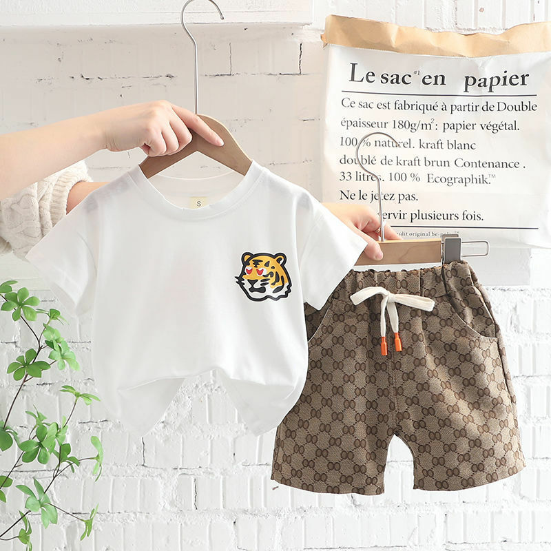 Jongens Zomer Korte Mouwen Set 2023 Nieuwe Kinder T-Shirt Shorts Set Baby Kleding Set