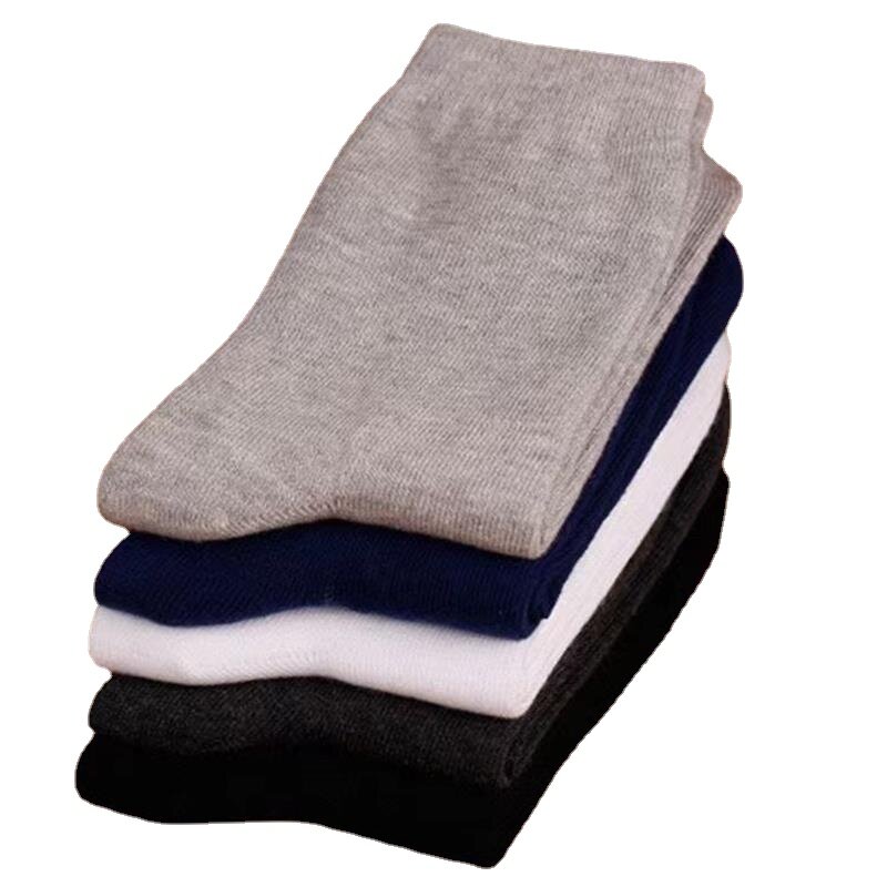 10 pares/meias masculinas cor sólida negócios de comprimento médio alta qualidade poliéster algodão respirável casual masculino meias dropshipping