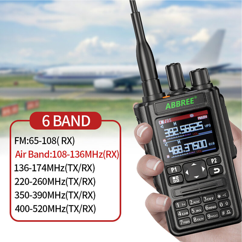 ABBREE AR-869 Walkie Talkie Bluetooth Program GPS Transceiver 136-520Mhz Semua Band Nirkabel Salinan Frekuensi Jenis C Radio Dua Arah