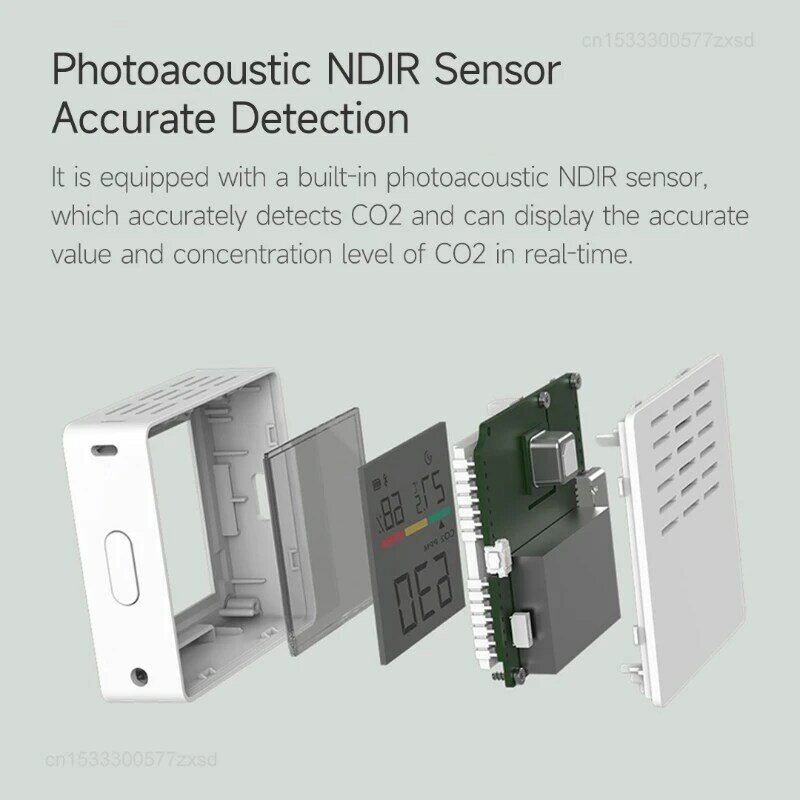 Xiaomi Miaomiaoce Mini Air Quality Detector CO2 Detector Type-C Charging Temperature Hygrometer Precise Monitoring Smart Clock