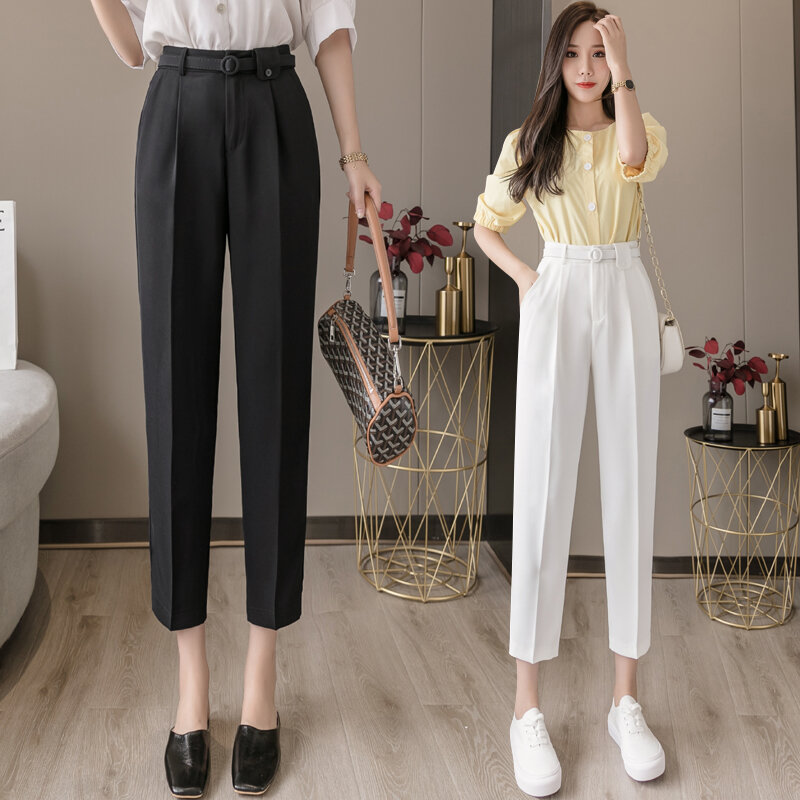 Chinese New Year slim high waist feet pants pencil pants harem pants professional pants pants women, 253g,hai,0306-19