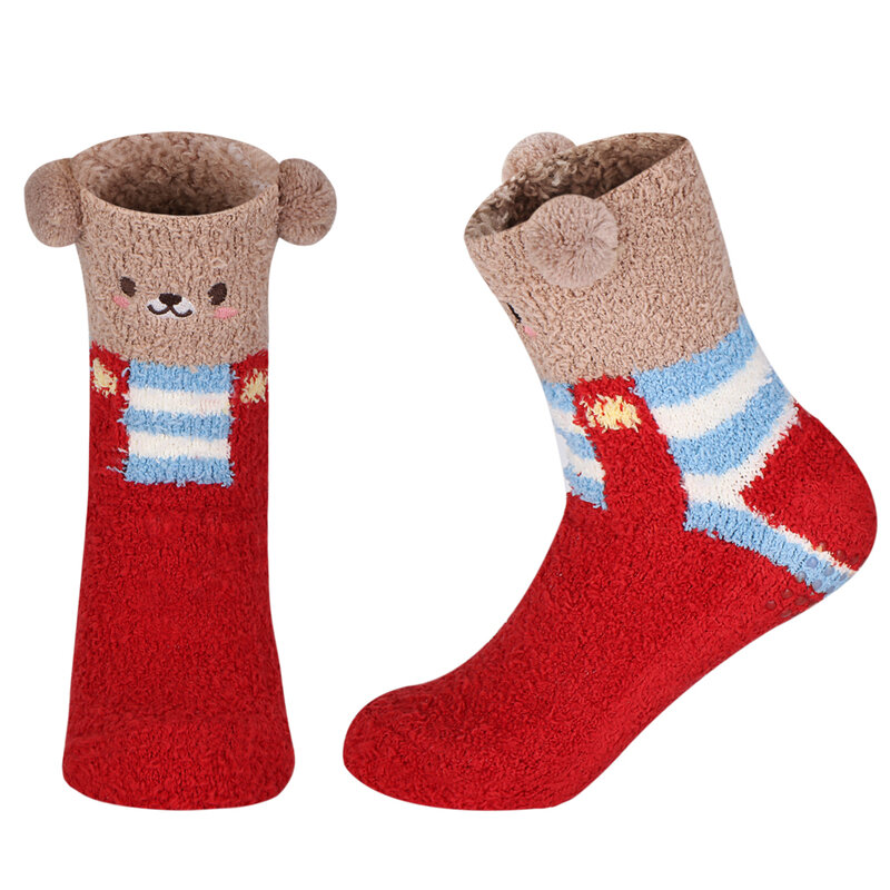 Winter Warme Socken Frauen Damen Boden Socken für Frauen Silikon Nicht-rutsch Niedlichen Cartoon Tier Socken Panda Kawaii