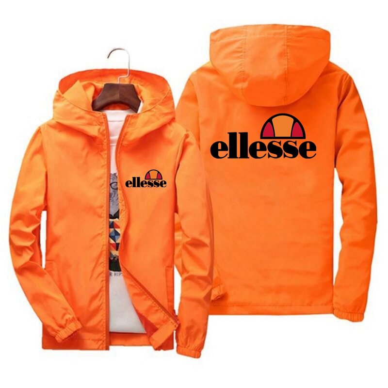 2022 New ELLESSE Printed men's Wear Hoodie Zippered Thin coat Windproof casual street blazer 7XL
