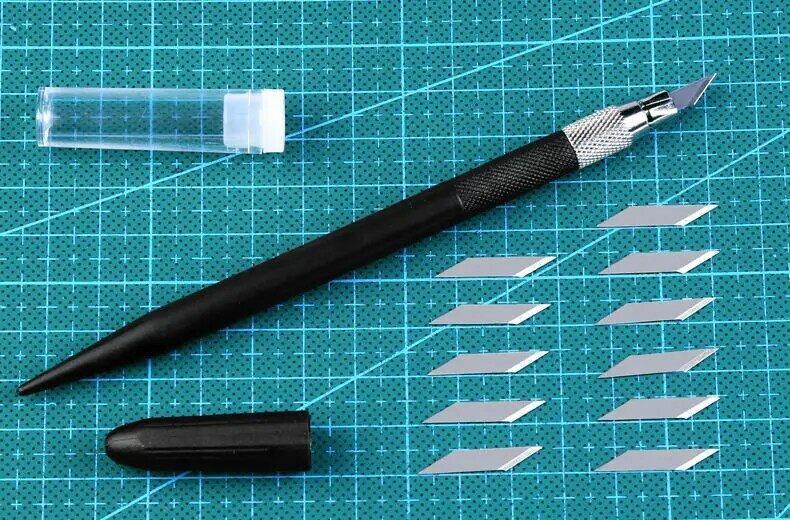 Alta qualidade faca de escultura com 12 pçs alta lâmina de aço carbono selo corte de papel portátil utilitário faca escritório escola suprimentos