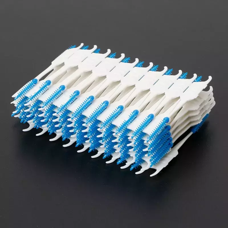 1 conjunto 20/40/120/200 pçs dupla cabeça de fio dental higiene silicone interdental escova palito novo venda quente
