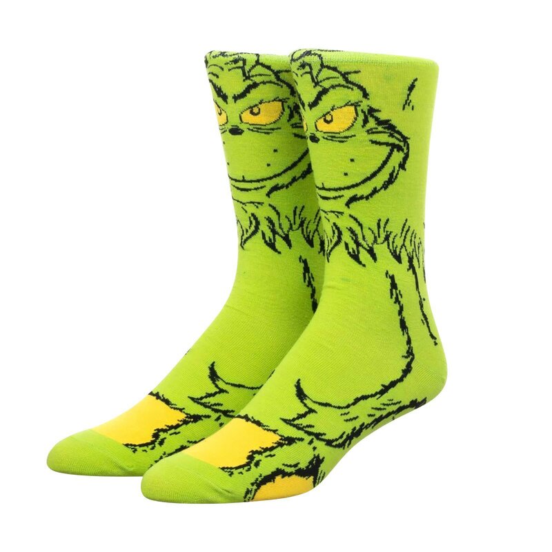 Calcetines de regalo de Navidad para hombre y mujer, calcetín de algodón con diseño de monstruo verde, elfo fantasma, informal, divertido
