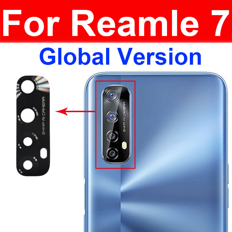 Стеклянный объектив задней камеры для OPPO Realme 7 8 Pro 7i 8i 8S, глобальная версия, задняя камера для Realme 7pro 8pro с ремонтом наклеек