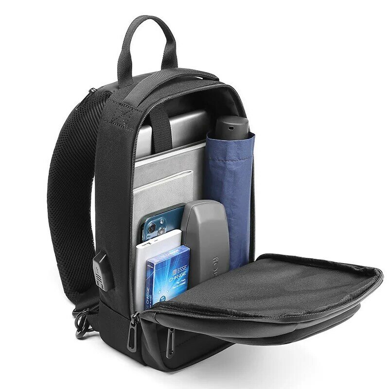 TANGCOOL Men's Crossbody Bag Waterproof Multifunction Shoulder Bags Oxford Travel for Male USB Charging School Purse Messenger