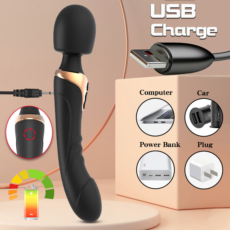 AV Vibrator Dildos Magic Wand for Women 10 Modes USB G Spot Clitoris Stimulator Vagina Massager Sex Toys for Woman