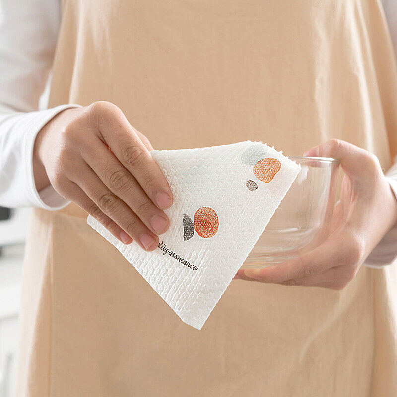 Xiaomi Kitchen Disposable จานผ้าเช็ดตัวผ้าไม่ทอซักผ้าหม้อทำความสะอาดผ้าทำความสะอาดม้วนกระดาษเช็ดผ้าปูโต...