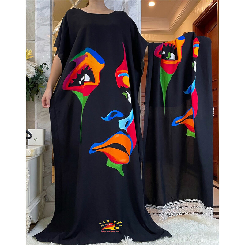 Chiffon Boubou Abayas Robe para mulheres, vestidos africanos, Dashiki, roupa de Ankara, vestido maxi kaftan, moda muçulmana, verão, YYY08, 2023