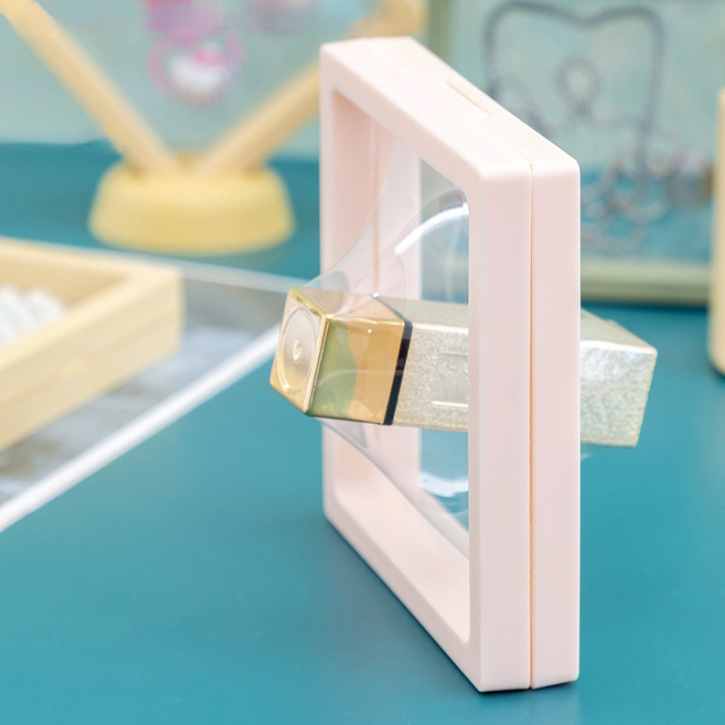 ZLALHAJA 3D Floating Jewelry Organizer Box Plastic PE Anti-Oxidation Display Stand Jewelry Box Earring Ring Storage Case Holder