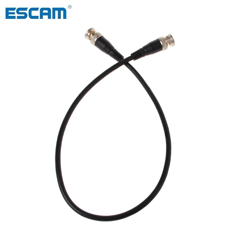 ESCAM-Cable adaptador BNC macho a macho, engarce recto, niquelado, RG58, Pigtail, 0,5 m