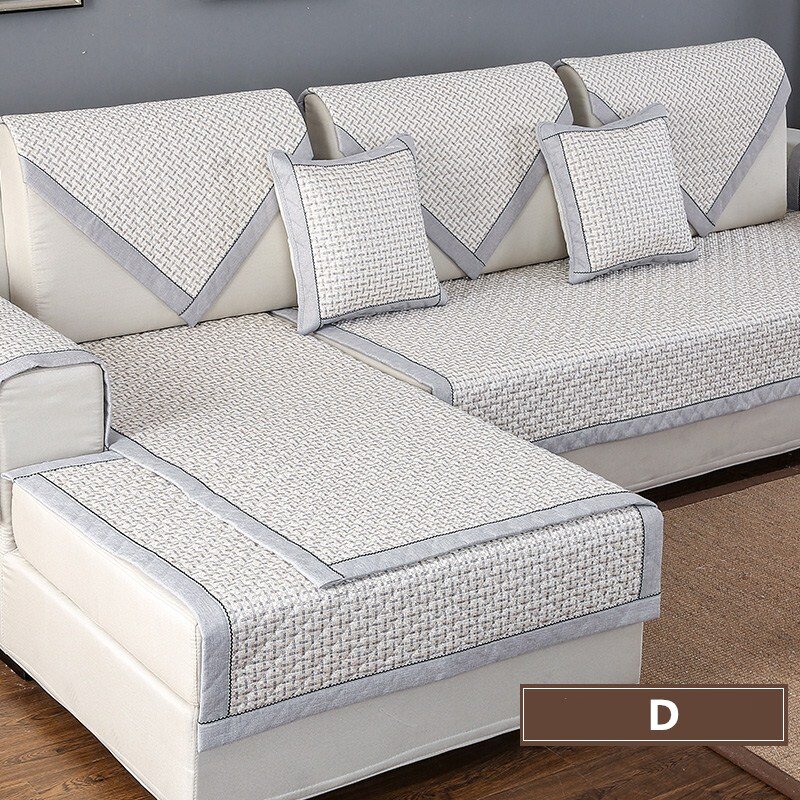 Serviette de canapé en tissu de lin de coton pour salon, couvertures sectionnelles solides de canapé d'angle à la maison