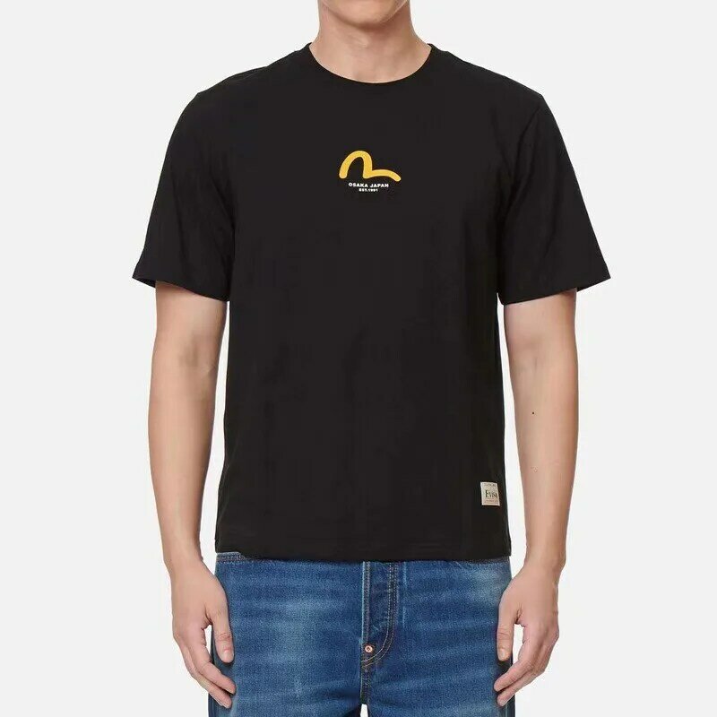 Camiseta de manga corta Y2k para hombre, camiseta negra de estilo japonés con estampado Retro, 2022 algodón, ropa de moda, 100%