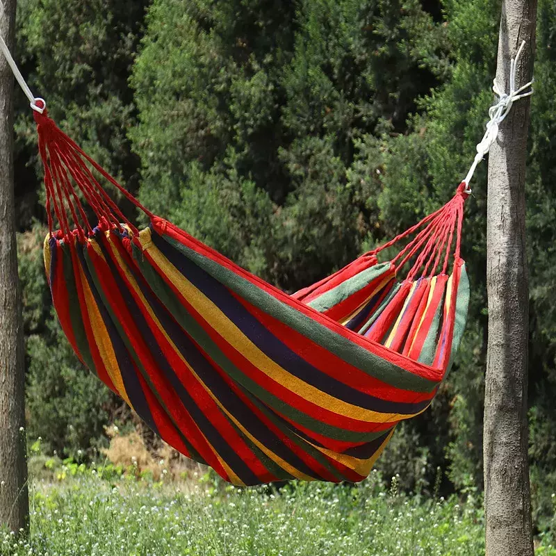 Hamak hamak ogrodowy ogród sportowy dom podróże Camping huśtawka płótno pasek wieszane łóżko hamak podwójne pojedyncze osoby