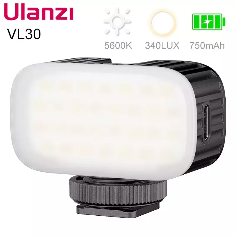Ulanzi VL28 5500K Mini LED Video Light Rechargable GoPro Light Mod On Camera Light for Gopro 10 9 8 iPhone 13 12 Pro Max 11 X Xs