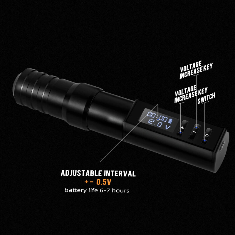 المهنية اللاسلكية الوشم رشاش القلم مع الطاقة المحمولة Coreless موتور شاشة عرض LED رقمية لفن الجسم