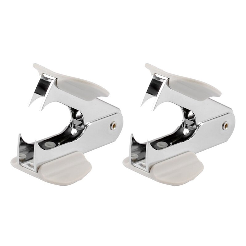 2X Students Steel Pine Style Staple Remover White For 24/6 26/6 Staples