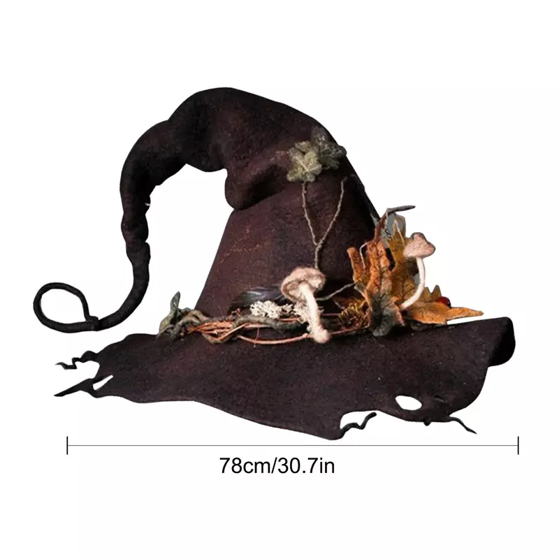 Chapéu de bruxa chapéu de bruxa de feltro chapéu de bruxa moderno chapéu de bruxa pontudo boné de flor de halloween chapéu de pico cosplay evento traje