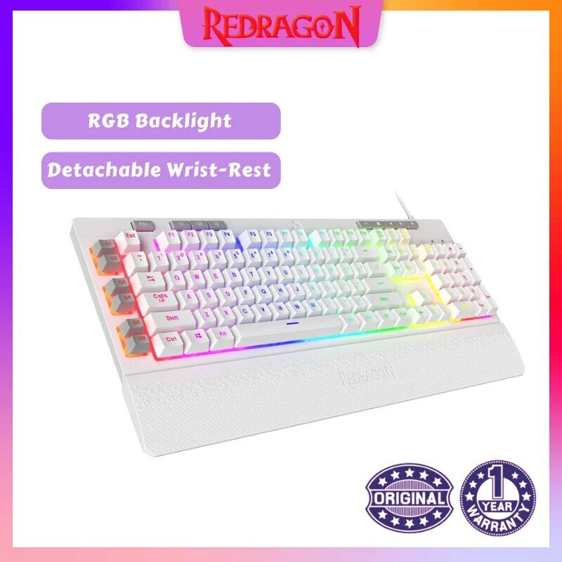 Redragon k512 shiva rgb backlit teclado de jogos de membrana com teclas multimídia, 6 extra a bordo teclas macro, controle de mídia