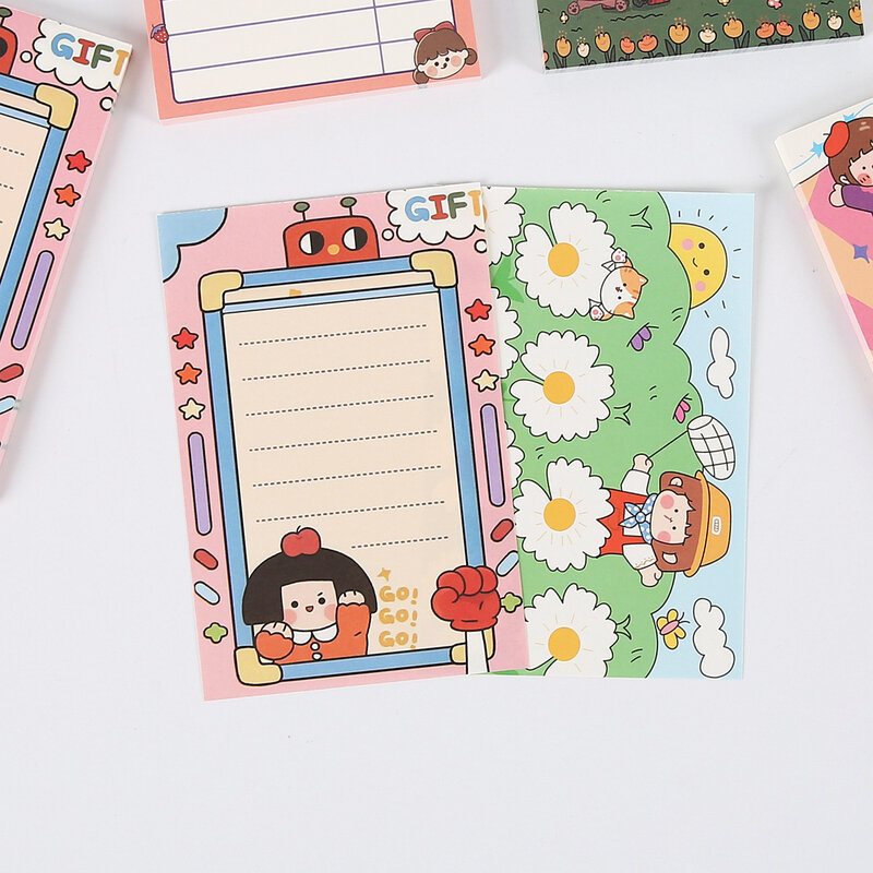 Coreia simples nota pegajosa bonito dos desenhos animados estudante adolescente criatividade tearable kawaii papelaria bloco de notas notebook escritório mensagem tag