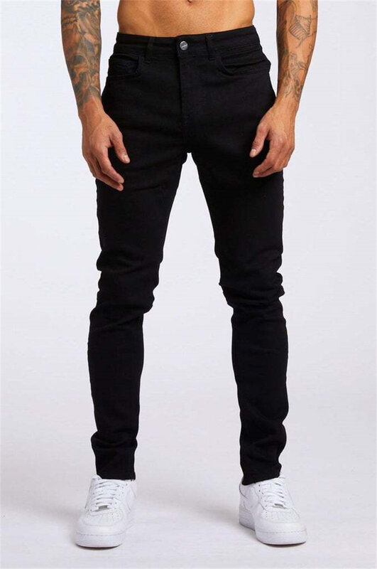 Dżinsy męskie spodnie dorywczo bawełniane spodnie dżinsowe jednolite jeansy męskie nowe modne spodnie jeansowe ołówkowe 2022 najnowszy styl amerykański w europie
