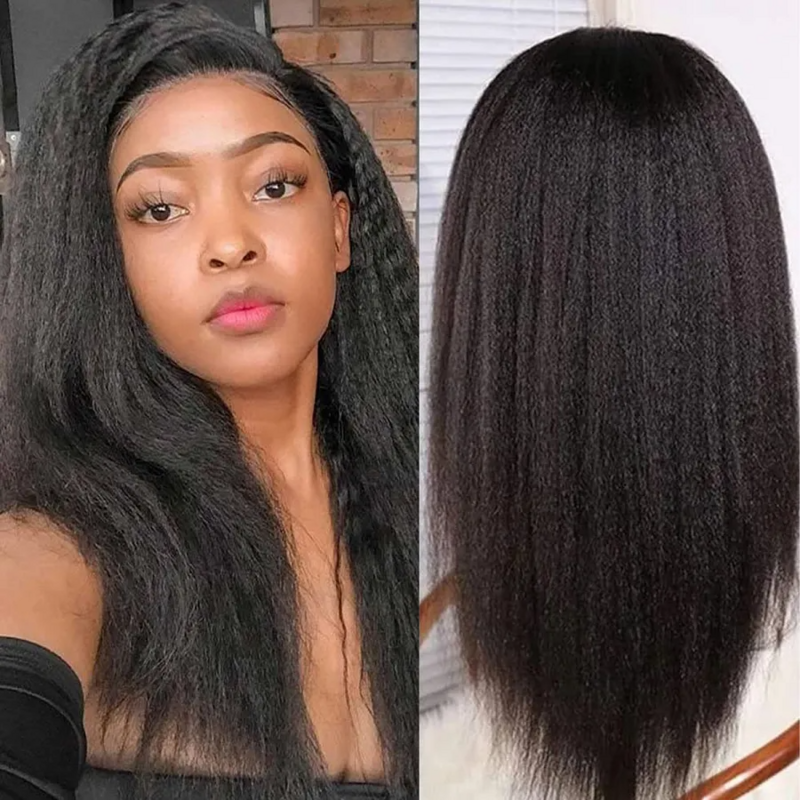 Kinky Straight Human Hair Wigs For Women Glueless Wig Human Hair Ready To Wear Human Hair Lace Frontal Wig Brazilian Wigs Sale
