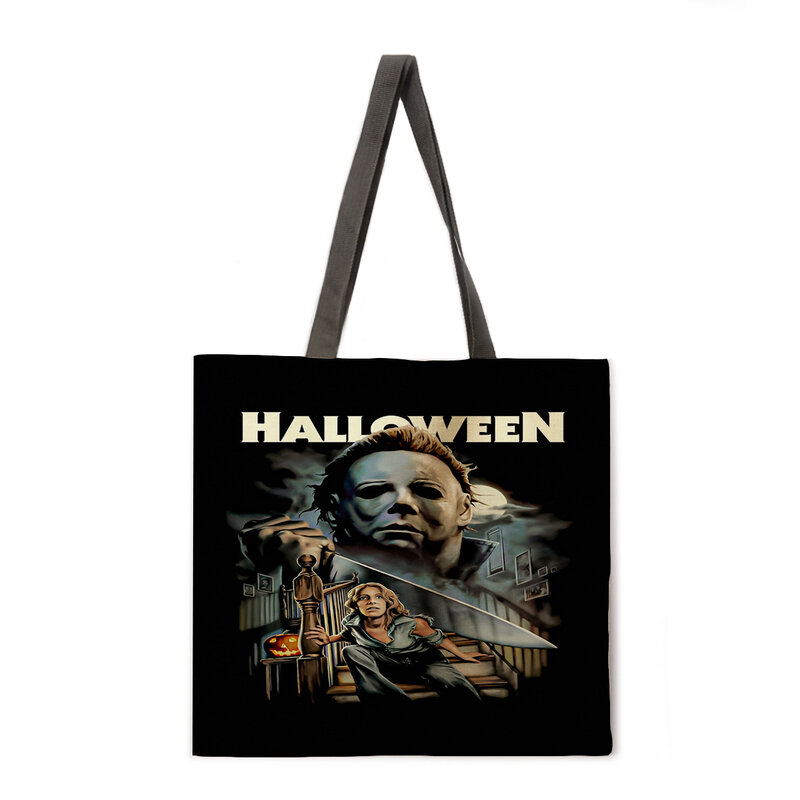 Bolso de mano con estampado de Halloween para mujer, bolso de hombro informal para mujer, bolso de compras plegable, bolso de playa