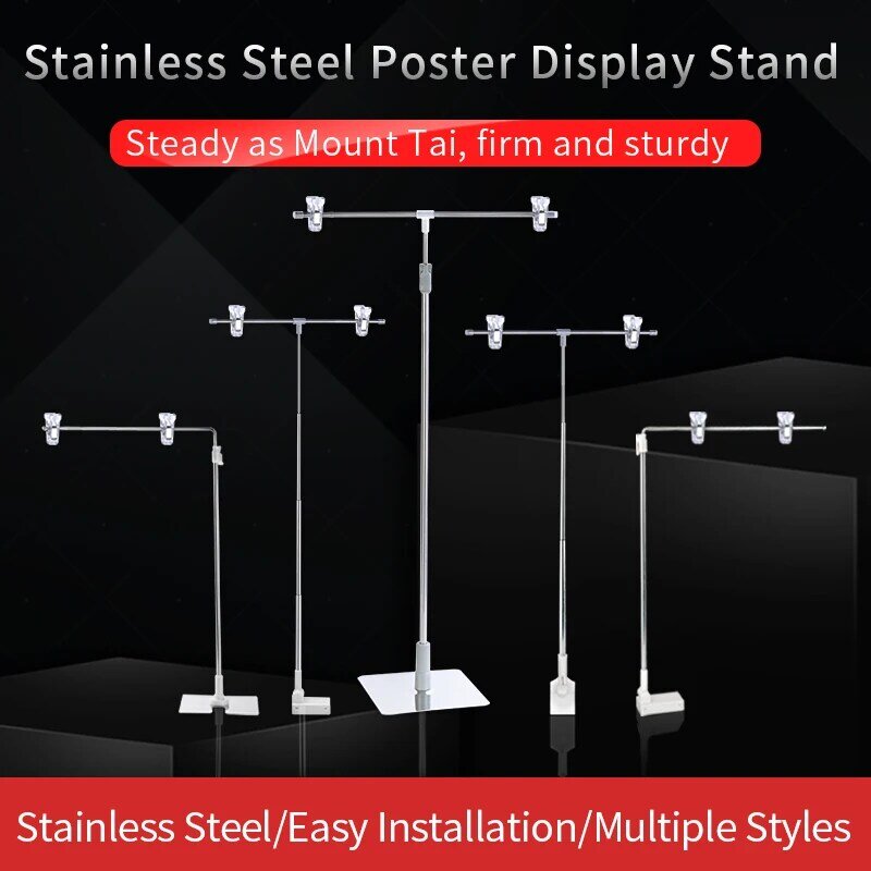Wspornik plakatu typu T plakat promocyjny stojak stojak wystawowy stojak podłogowy stojący plakat klip stojak ze stali nierdzewnej pionowy