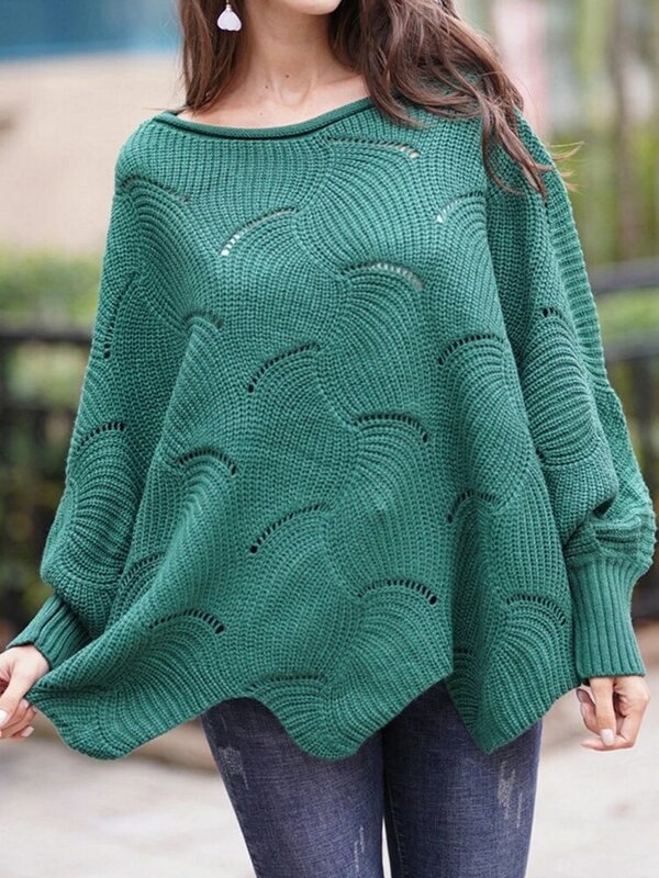 Suéter de punto de gran tamaño para mujer, Jersey holgado de punto, elegante, liso, para invierno