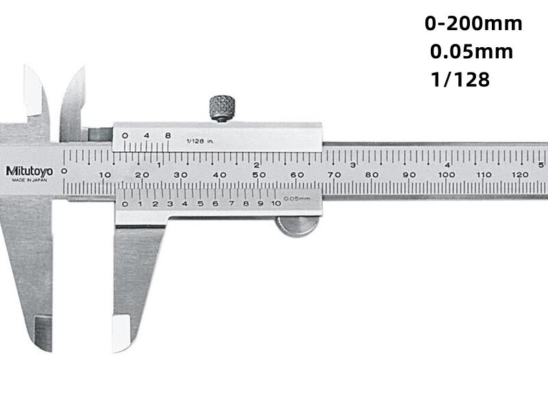 Mitutoyo-calibrador Vernier de acero inoxidable, herramientas de medición de precisión de 8 ", 0-200mm, 0,05mm, escala 530-118, 1/128in