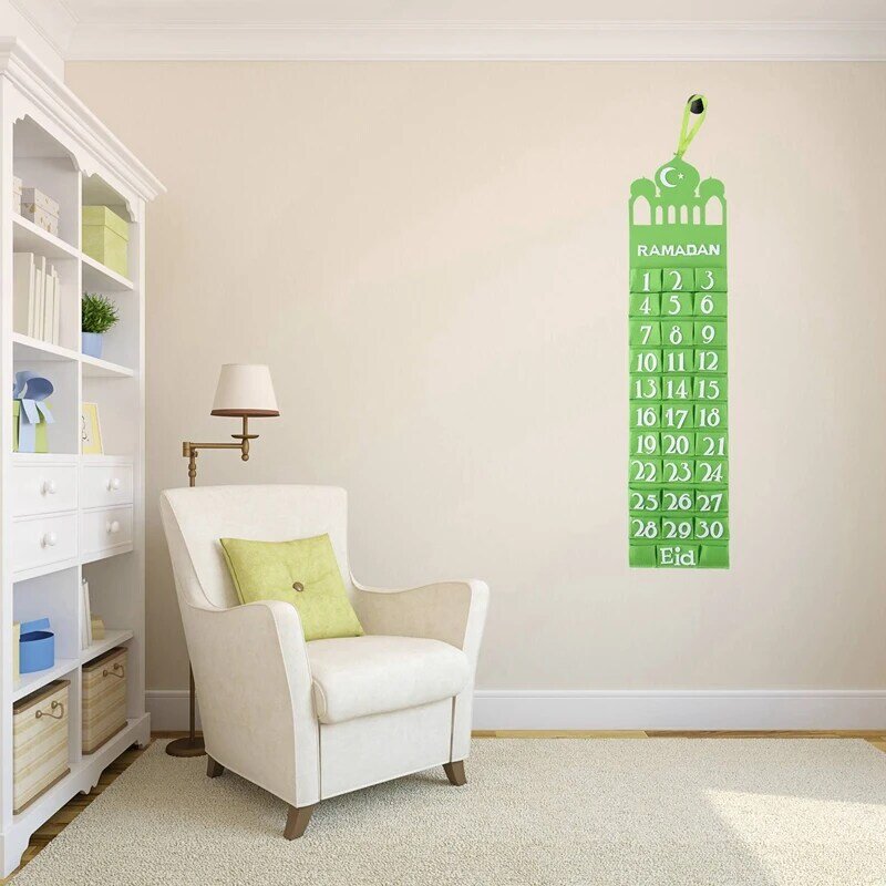 Ramadan Calendar Mubarak Kareem Countdown Felt Calendar Wall Hanging DIY Ramadan Party Eid Decorations