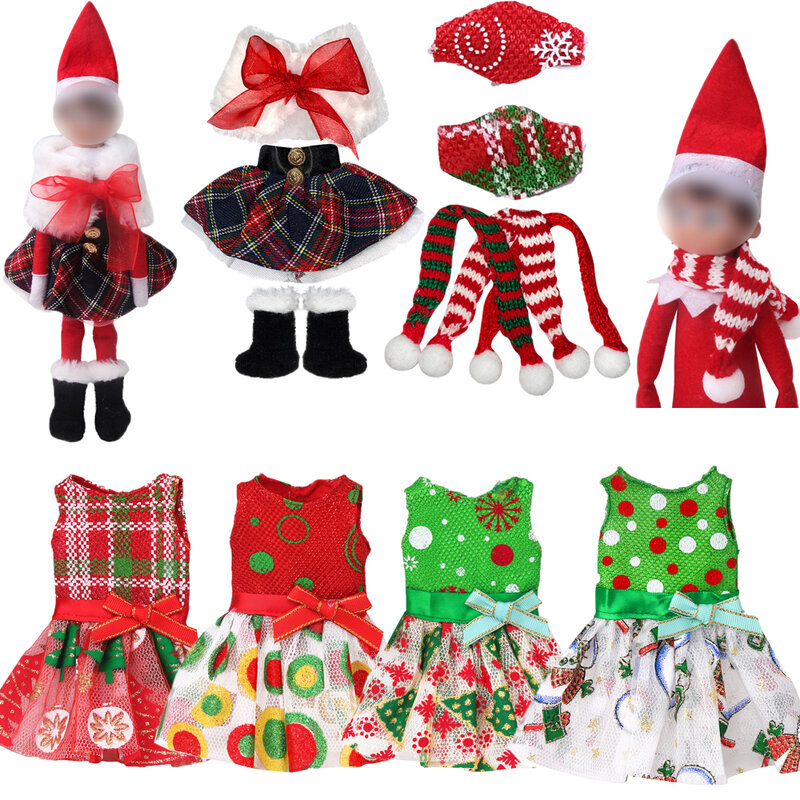 Weihnachten Elf Puppe Schneemann Kleid Schal Rock Maske Schuhe Baby Spielzeug Zubehör Kinder Weihnachten Geburtstag Geschenk Elf