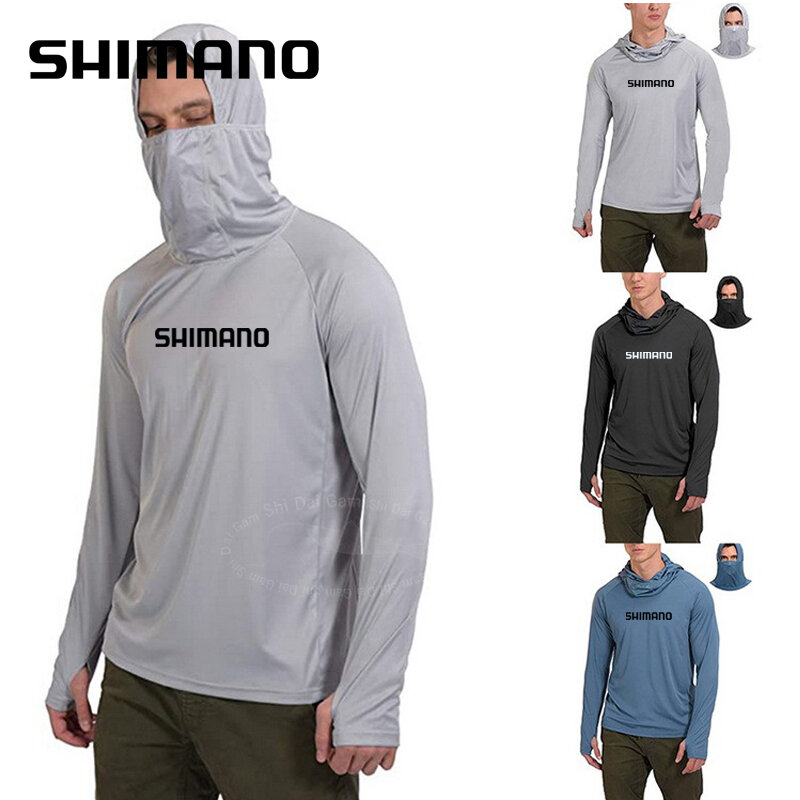 Shimano Baju Pancing Cepat Kering Bersirkulasi Berkerudung Solid Awet Kaus Pancing Mendaki Berkemah Olahraga Luar Ruangan Musim Semi Musim Panas