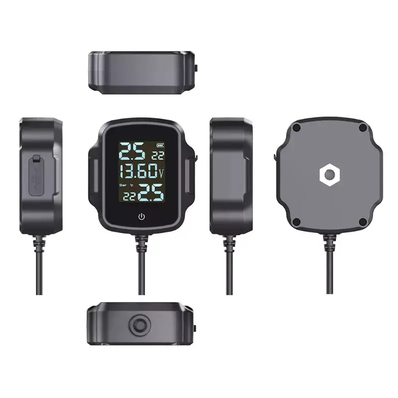 Motorcycle Real-Time Temperature Tire Pressure Monitoring Alarm System with USB Interface Extension Monitor .