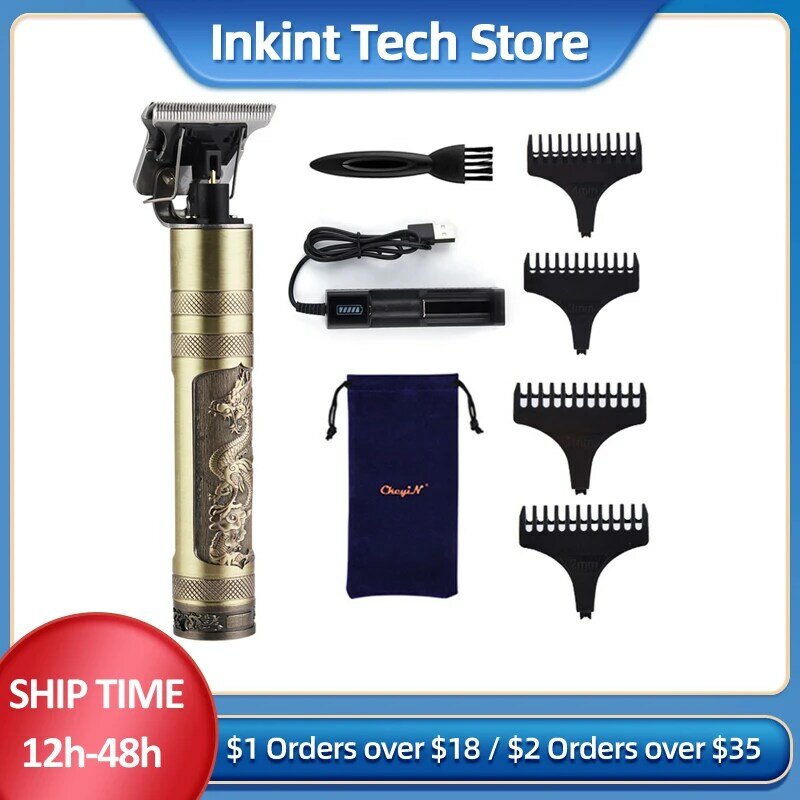 Tondeuse à cheveux électrique professionnelle pour hommes, kit de rasoir à barbe, affichage LED, rechargeable par USB, outil de coiffure