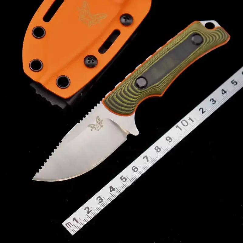 ベンチメイド-デュアルカラー固定刃ナイフ、屋外サバイバル、狩猟、戦術的なストレートナイフ、g10ハンドル、15017