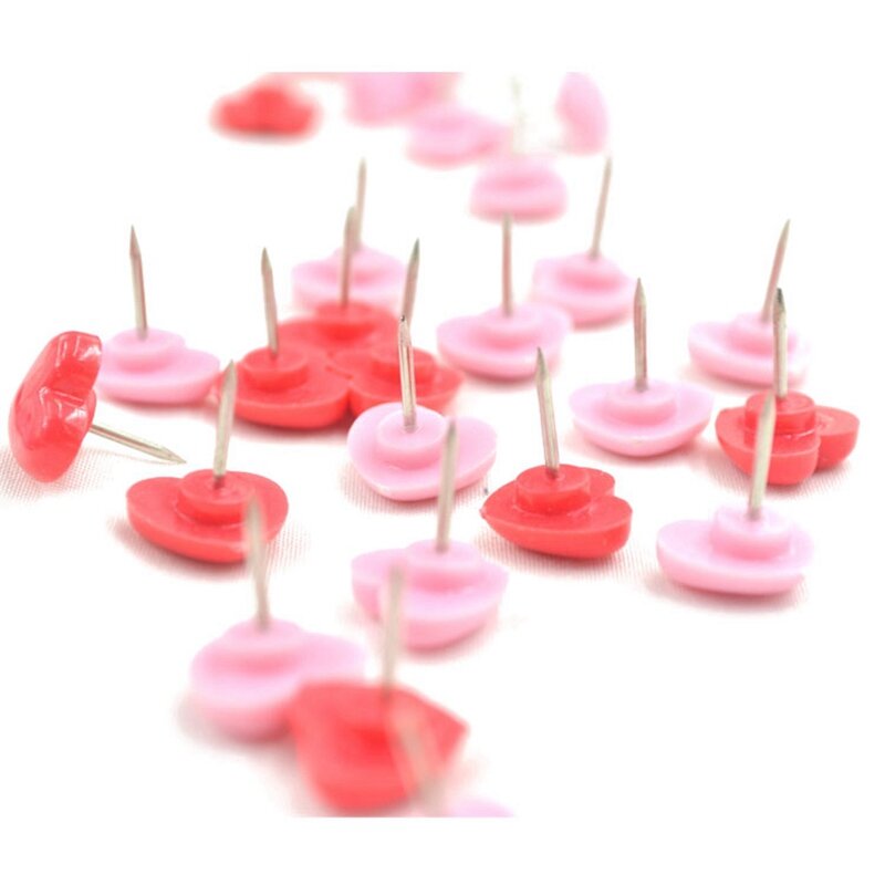 100Pcs Heart Shape Plastic Cork Board Safety Colored Push Pins Thumbtack - 50Pcs Pink & H50pcs Red